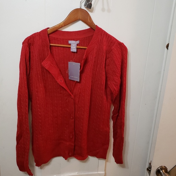 Laura Scott Sweaters - Laura Scott Deep Red Button Down Cardigan